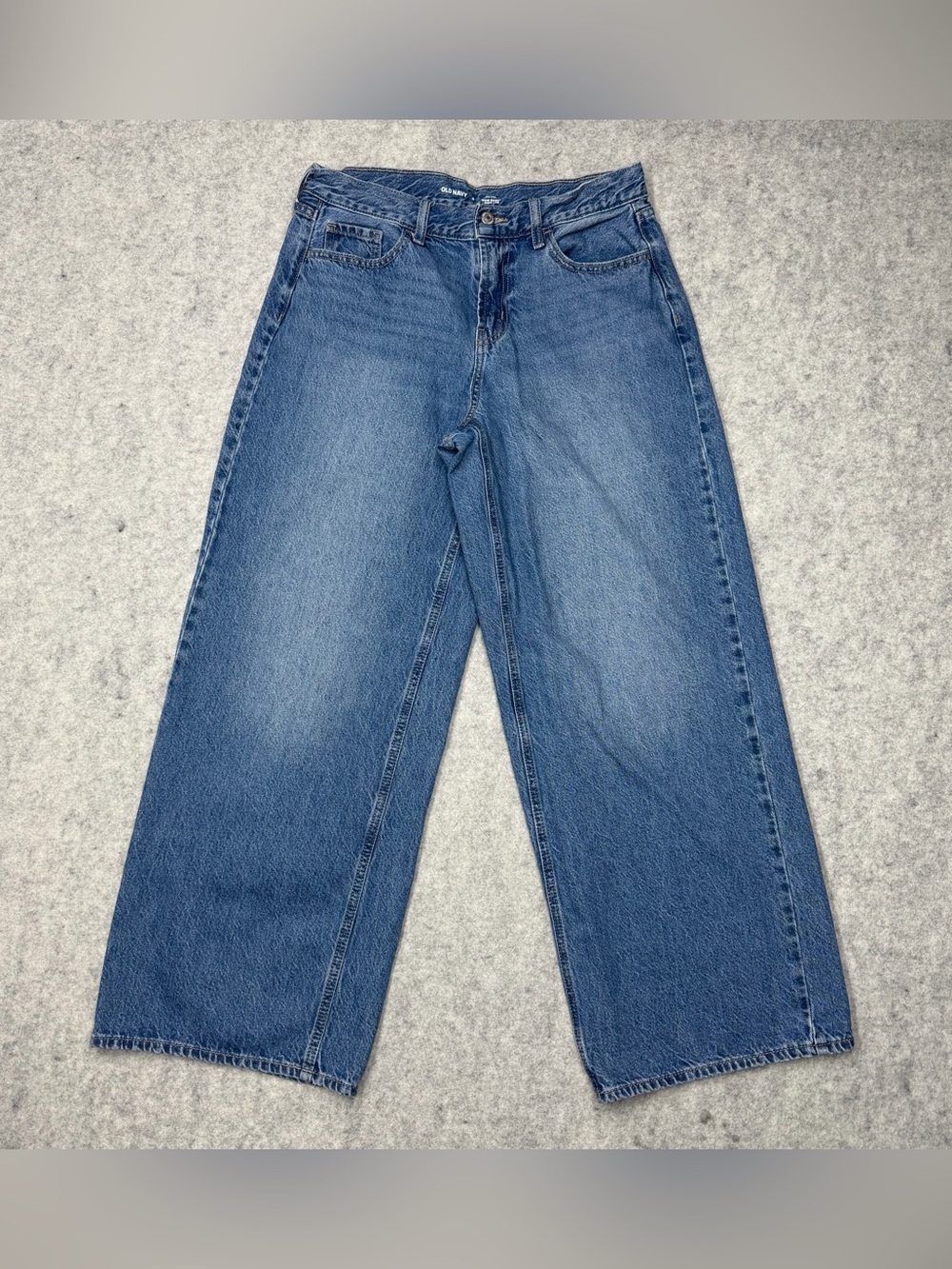Old Navy Wow Baggy Wide Leg Jeans Womens Size 6 Mid Rise Blue Medium Wash Cotton